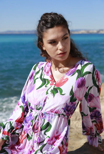 Tulip floral dress  - Lilac/Pink/ Red