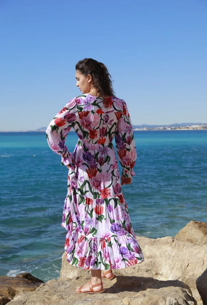 Tulip floral dress  - Lilac/Pink/ Red