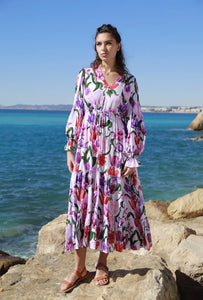 Tulip floral dress  - Lilac/Pink/ Red