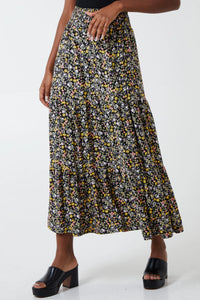 Hayley - Smock Floral Tiered Midi Skirt