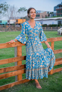 Stella floral dress - Blue/orange