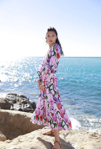 Tulip floral dress  - Lilac/Pink/ Red