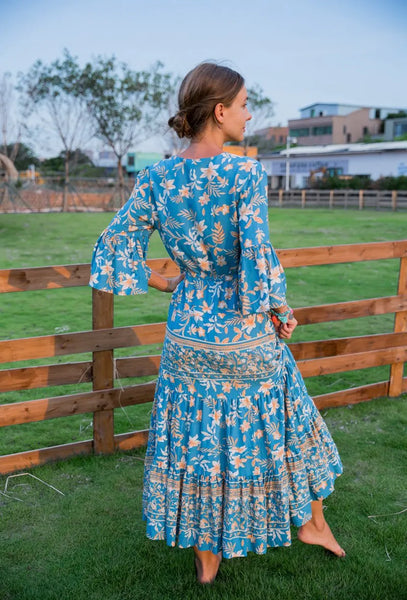 Stella floral dress - Blue/orange