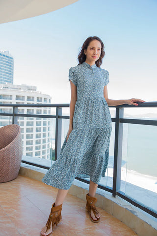 Cami dress  - Ditsy Dusty Blue