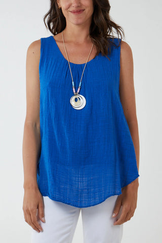 Rosie - Double Layer Scoop Neck Vest - Royal Blue
