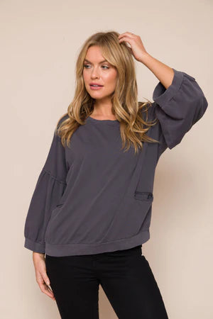 Bea stonewash sweatshirt - Charcoal