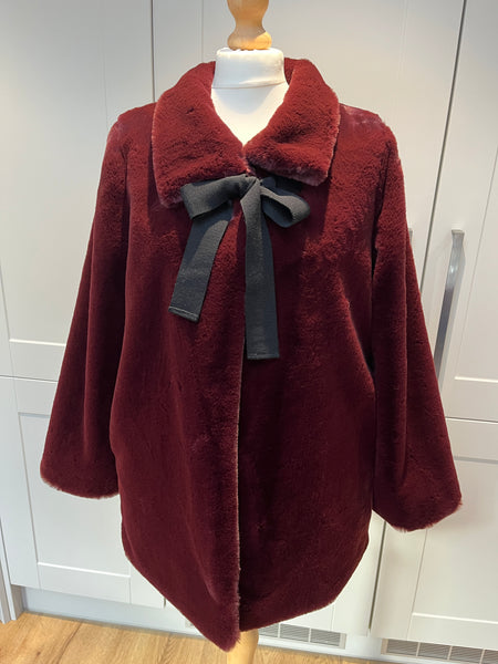 Rosa Faux Fur coat  - Merlot