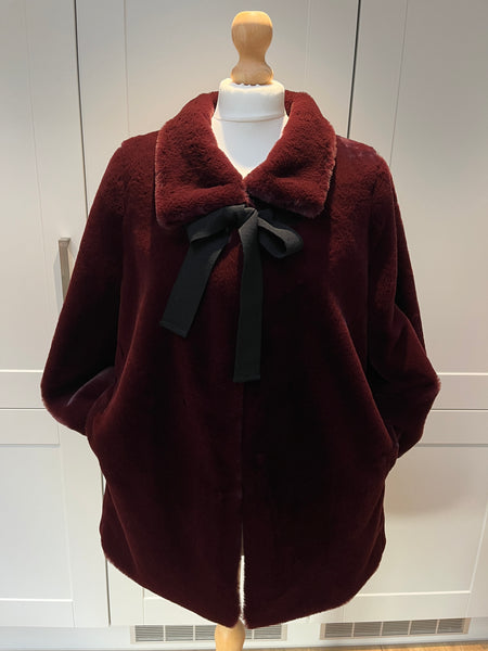 Rosa Faux Fur coat  - Merlot