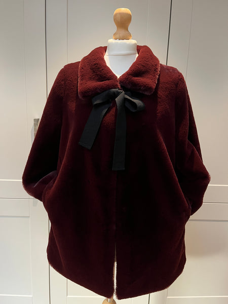 Rosa Faux Fur coat  - Merlot
