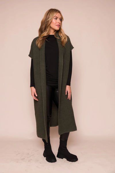 Bowe chunky knit gilet - Olive