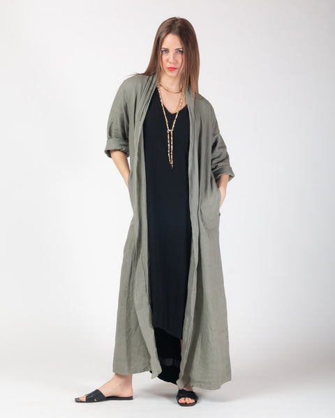 Kenna Linen  Kimono - Olive