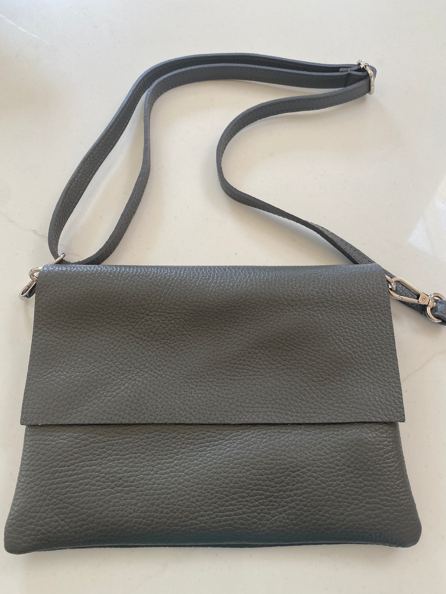 Fleur Leather Bag - Grey