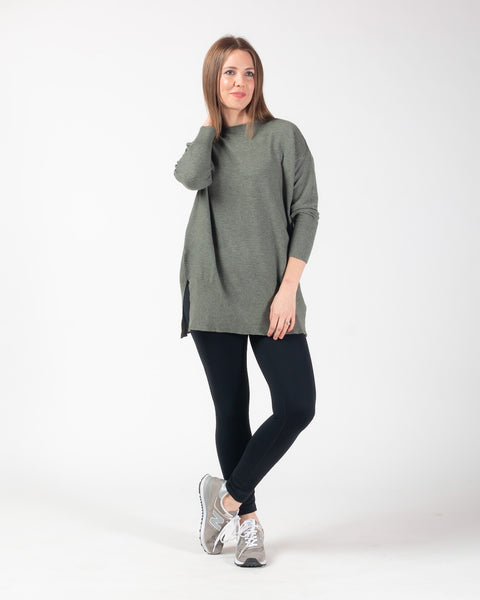 Leah Ribbed Oversized Jumper - Olive