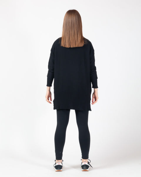Leah Ribbed Oversized Jumper - Black