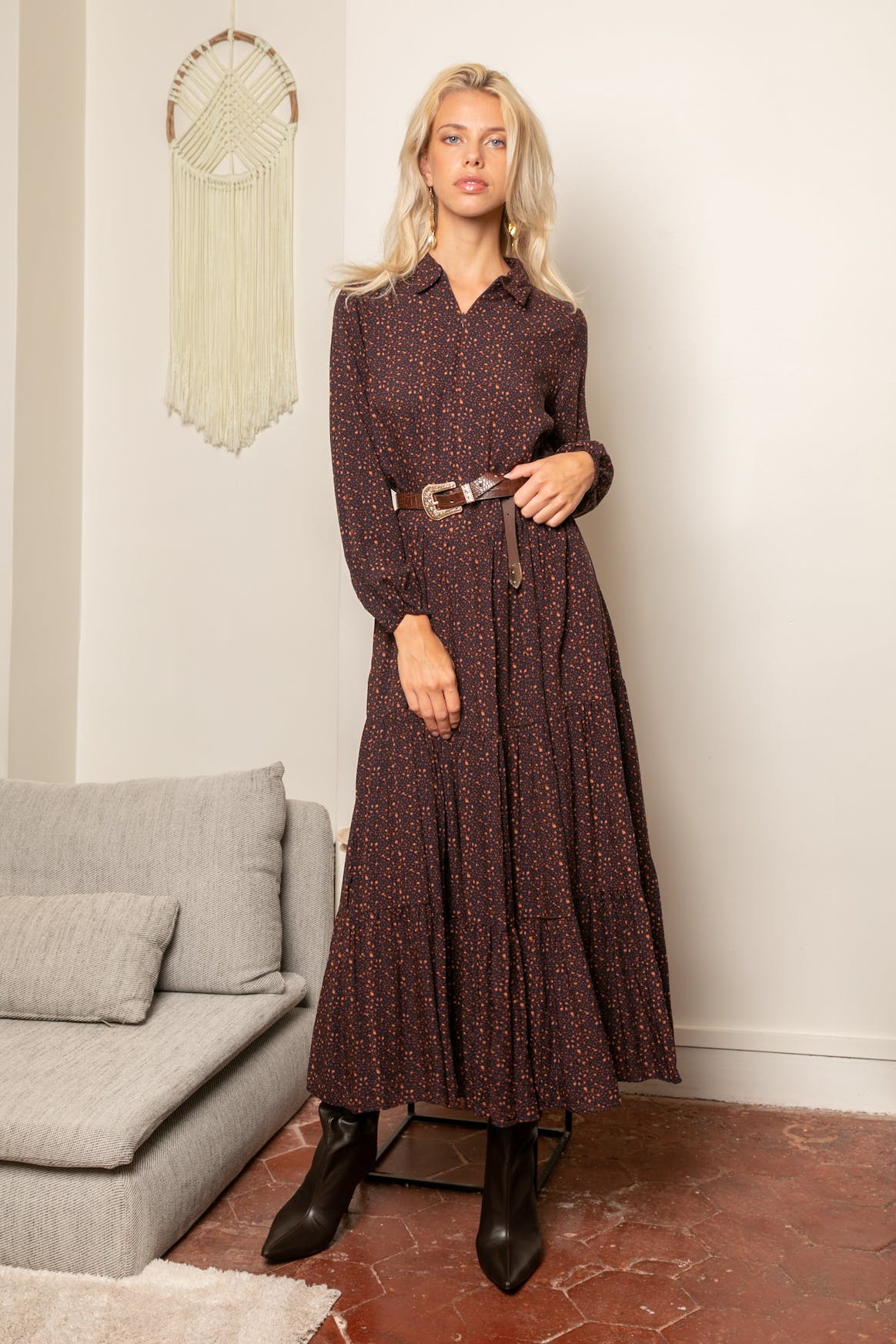 Bertie dress - Navy/ Orange