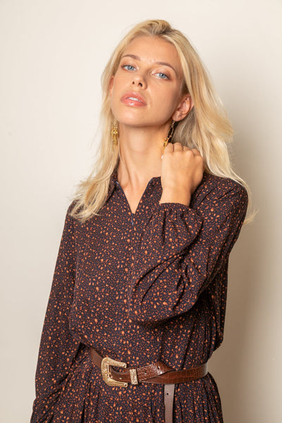 Bertie dress - Navy/ Orange