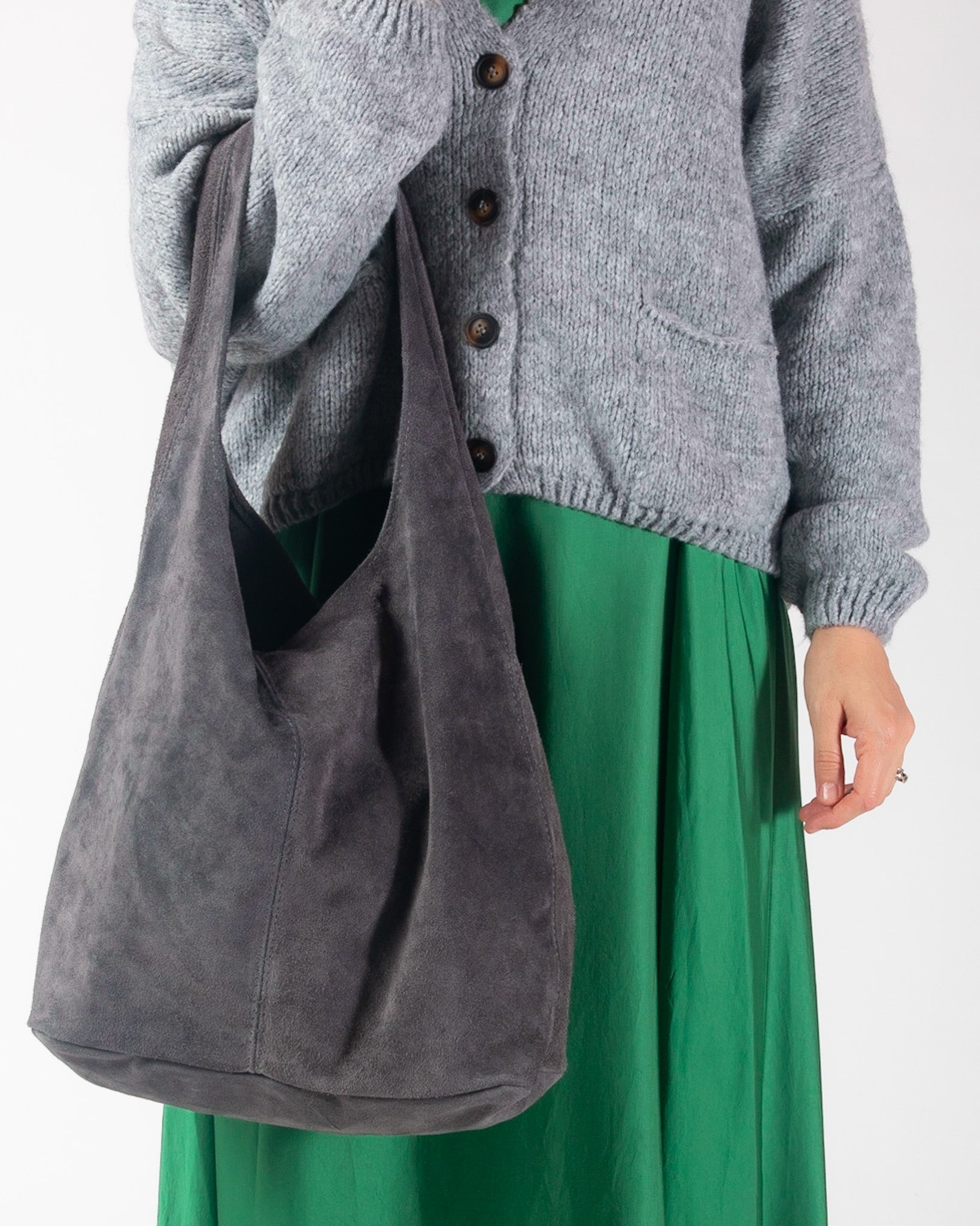 Hattie Suede Bag - Charcoal