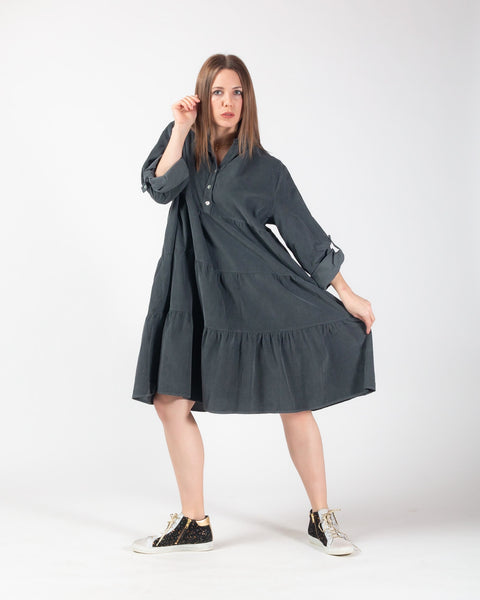 Cassie Corduroy Dress - Grey
