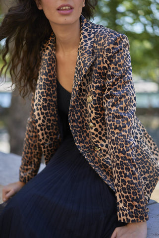 Lara leopard velvet Blazer