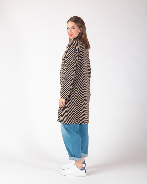 Zoe Coatigan - Camel/Black