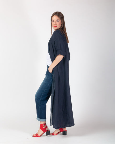 Kenna Linen Kimono - Navy