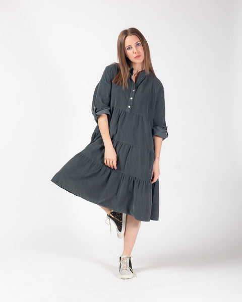 Cassie Corduroy Dress - Grey