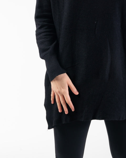 Leah Ribbed Oversized Jumper - Black