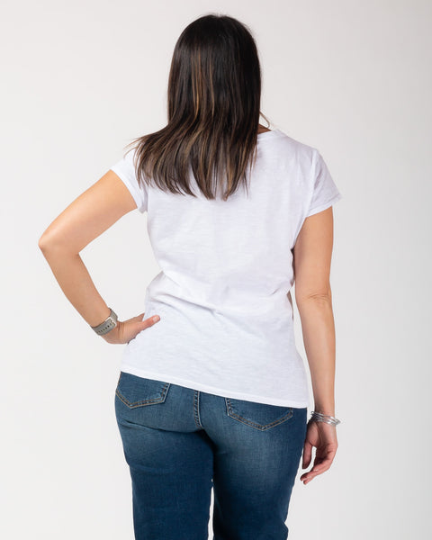 Megan round neck Tee - White