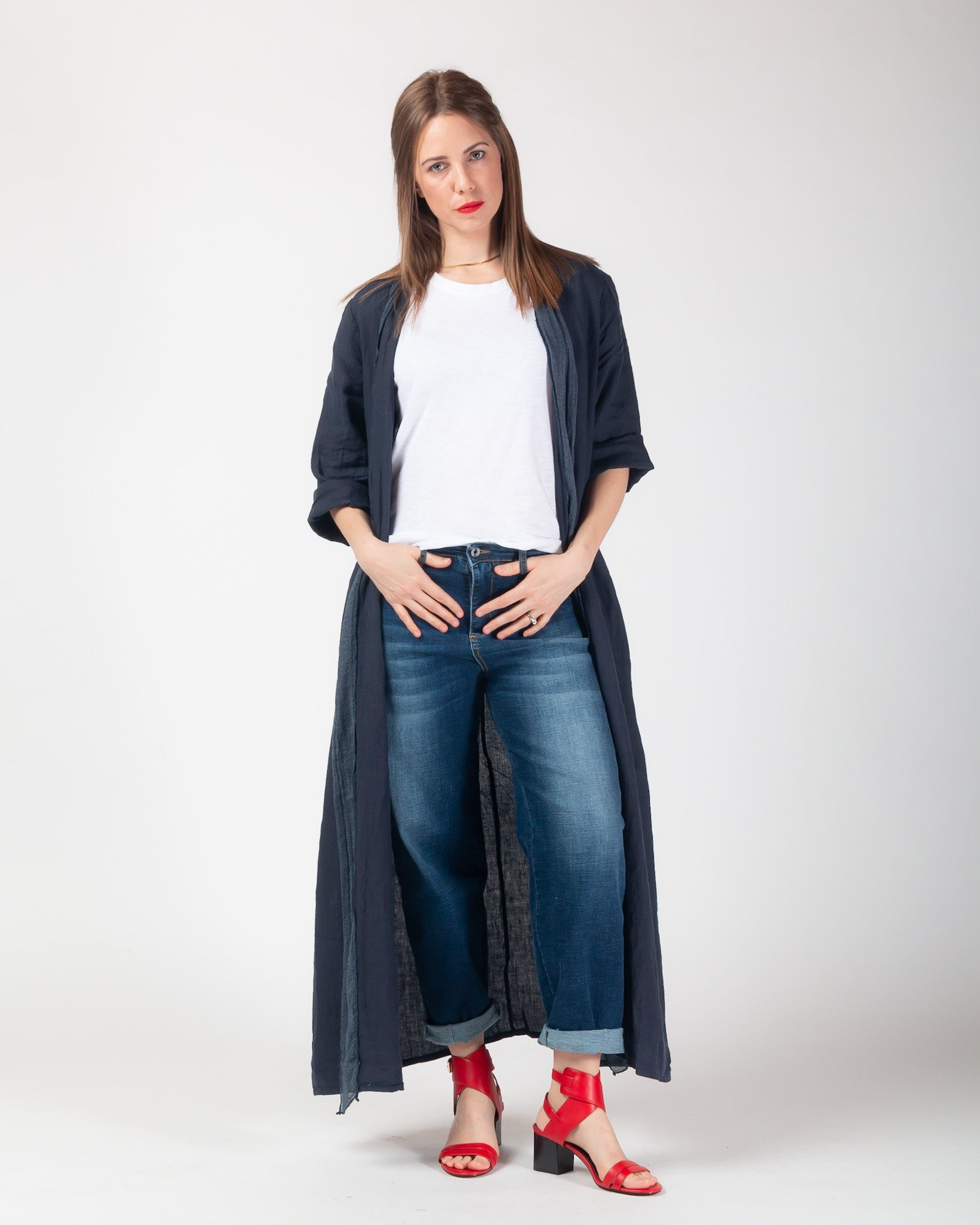 Kenna Linen Kimono - Navy