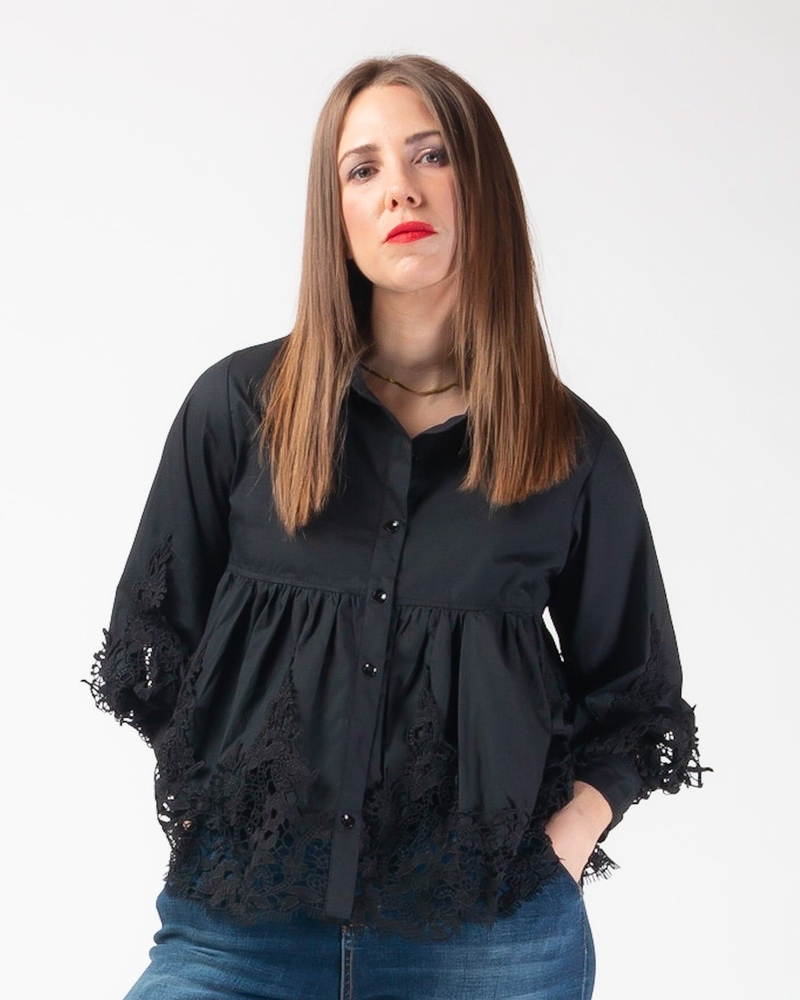Adelyn Anglaise Blouse - Black
