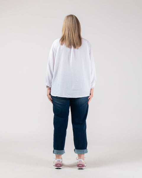 Pippa Waffle blouse - white