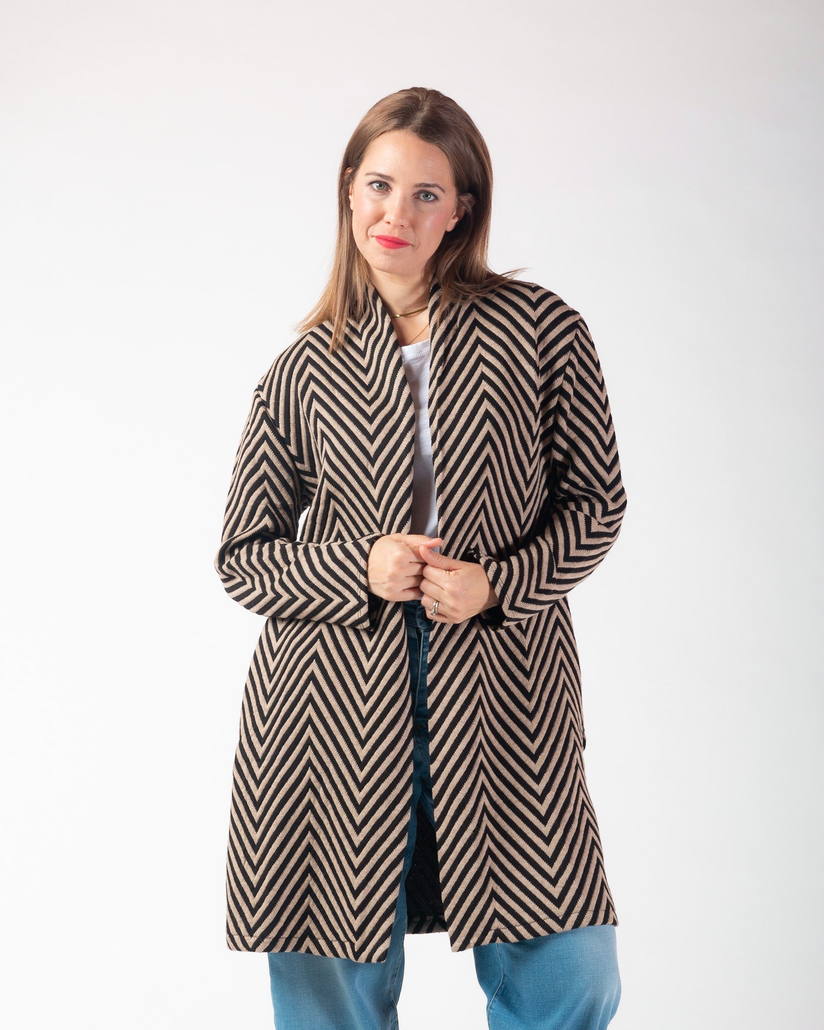 Zoe Coatigan - Camel/Black