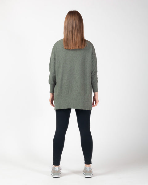 Leah Ribbed Oversized Jumper - Olive