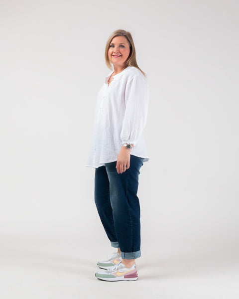 Pippa Waffle blouse - white