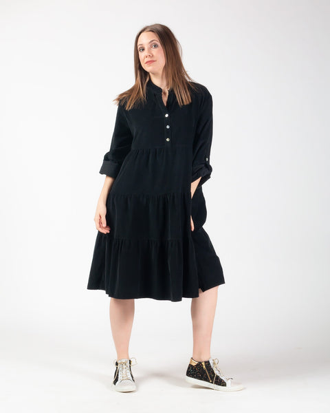 Cassie Corduroy Dress - Black