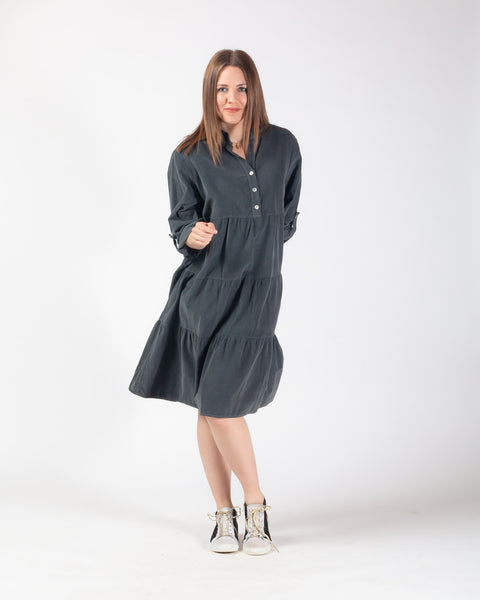 Cassie Corduroy Dress - Grey