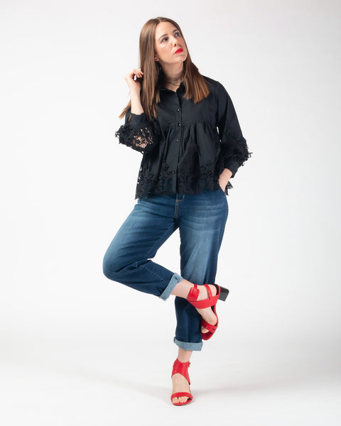 Adelyn Anglaise Blouse - Black