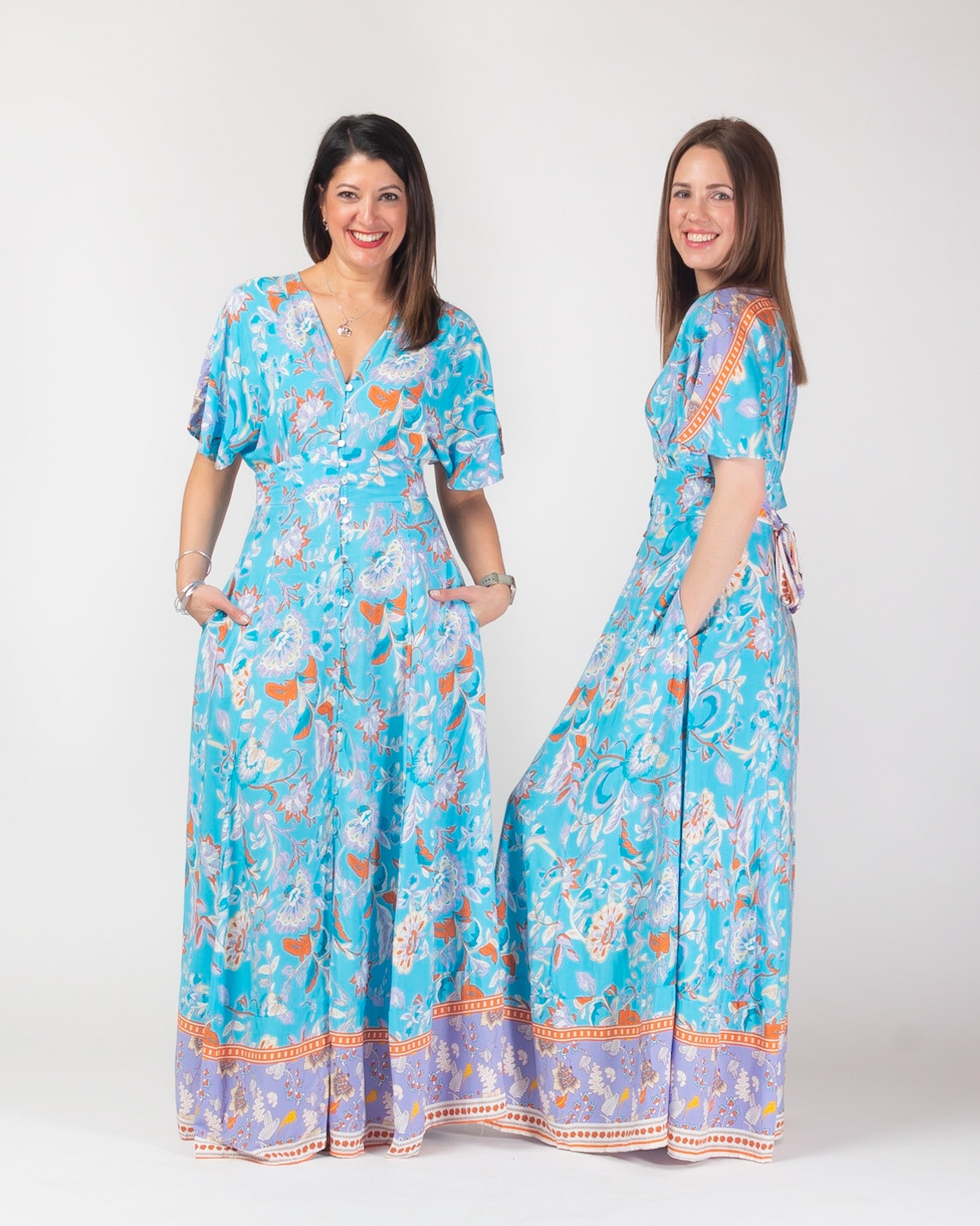 Flori Dress - Blue and Orange