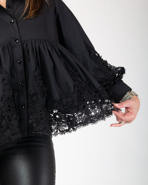 Adelyn Anglaise Blouse - Black