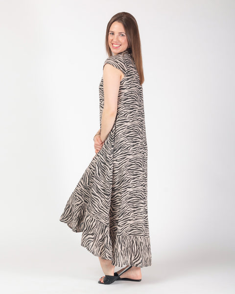 Loria Linen Dress - Zebra