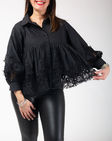Adelyn Anglaise Blouse - Black