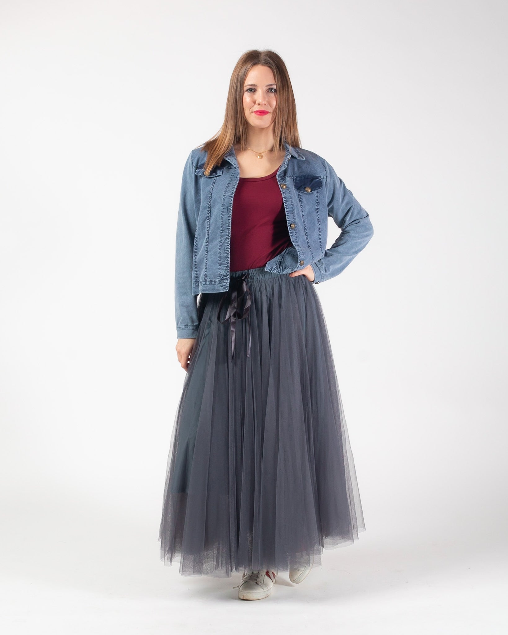 Piper Long Line Vest - Scarlet