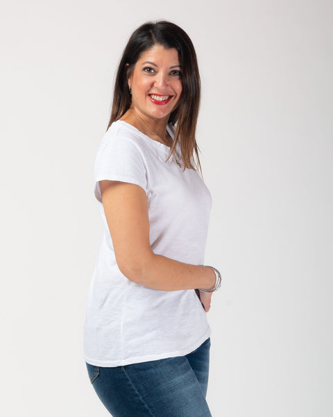 Megan round neck Tee - White