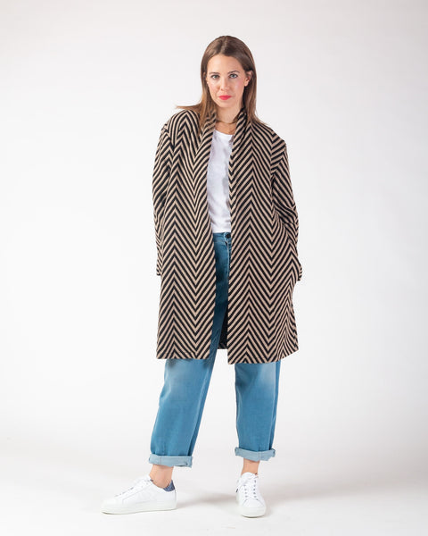 Zoe Coatigan - Camel/Black