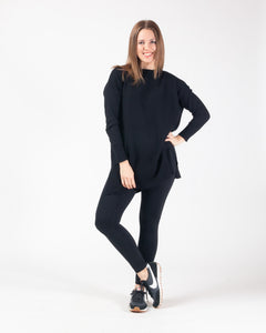 Leah Ribbed Oversized Jumper - Black