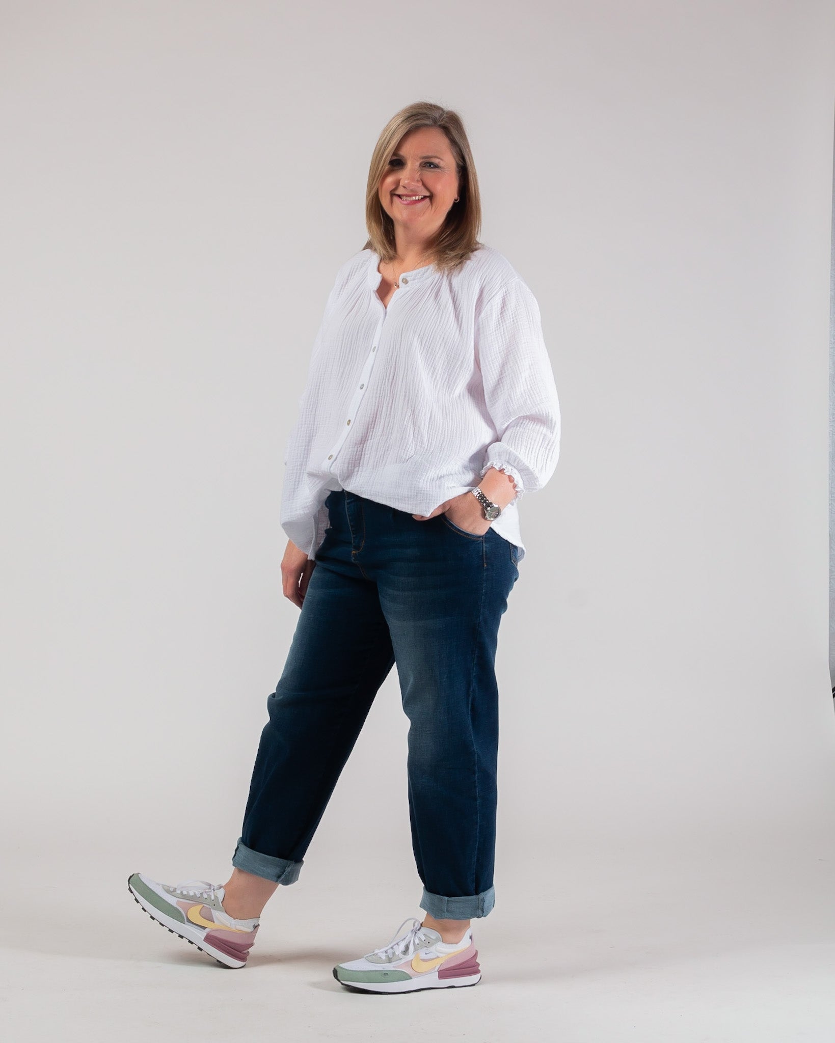 Pippa Waffle blouse - white