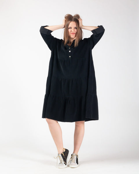 Cassie Corduroy Dress - Black