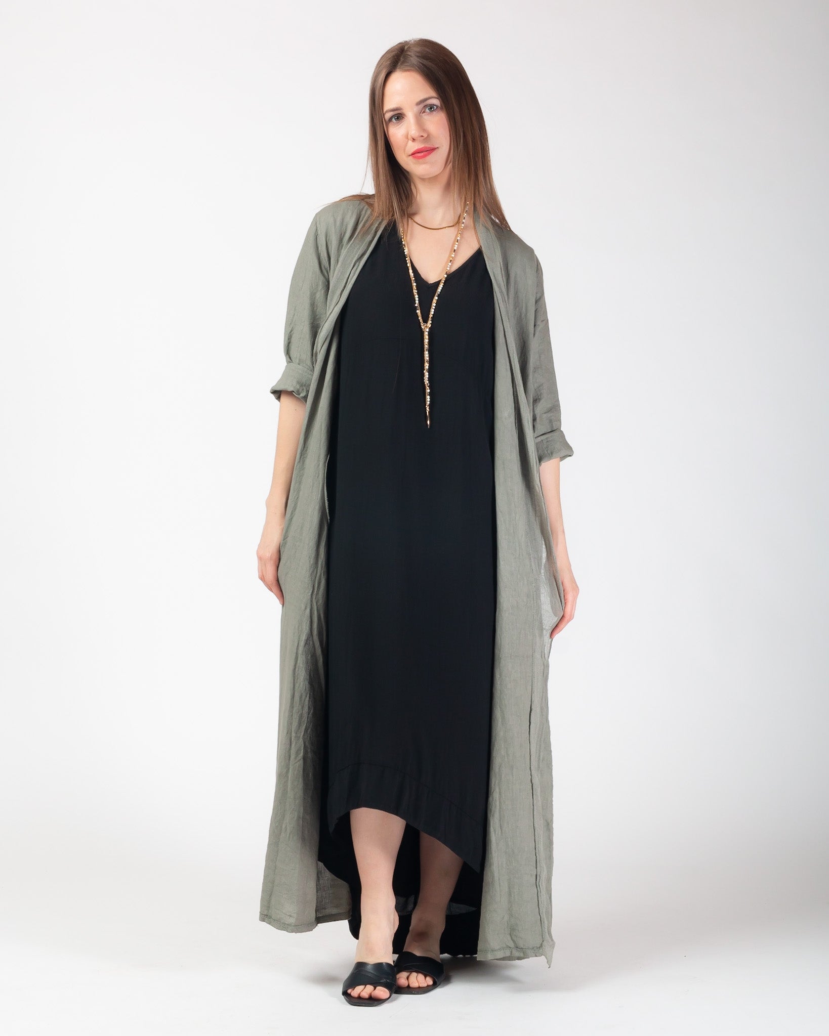 Kenna Linen  Kimono - Olive