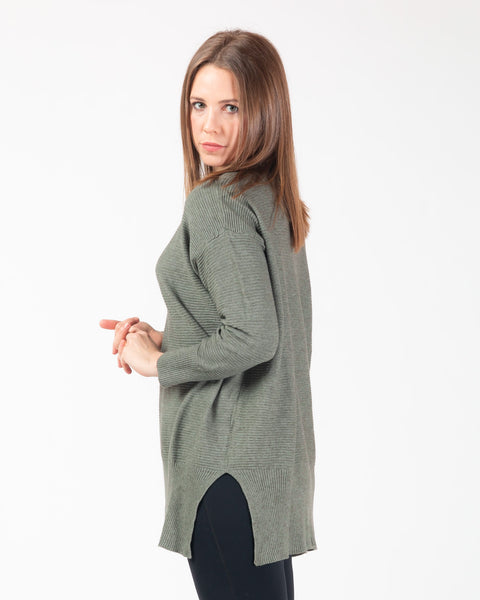 Leah Ribbed Oversized Jumper - Olive