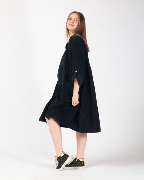 Cassie Corduroy Dress - Black
